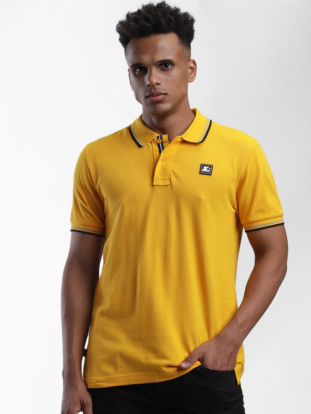 

STARTER Men Yellow Polo Collar T-shirt