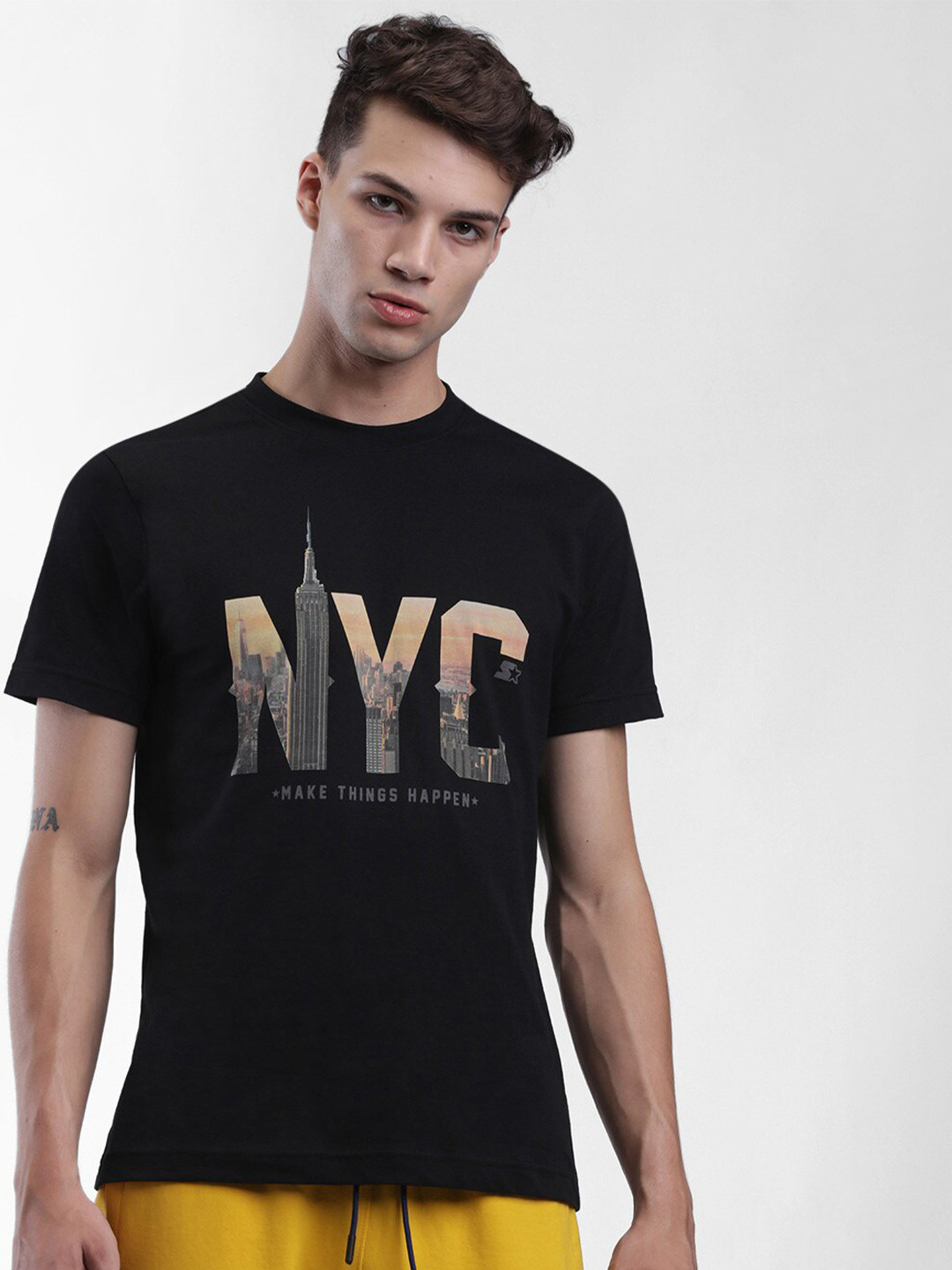 

STARTER Men Black Typography Printed T-shirt