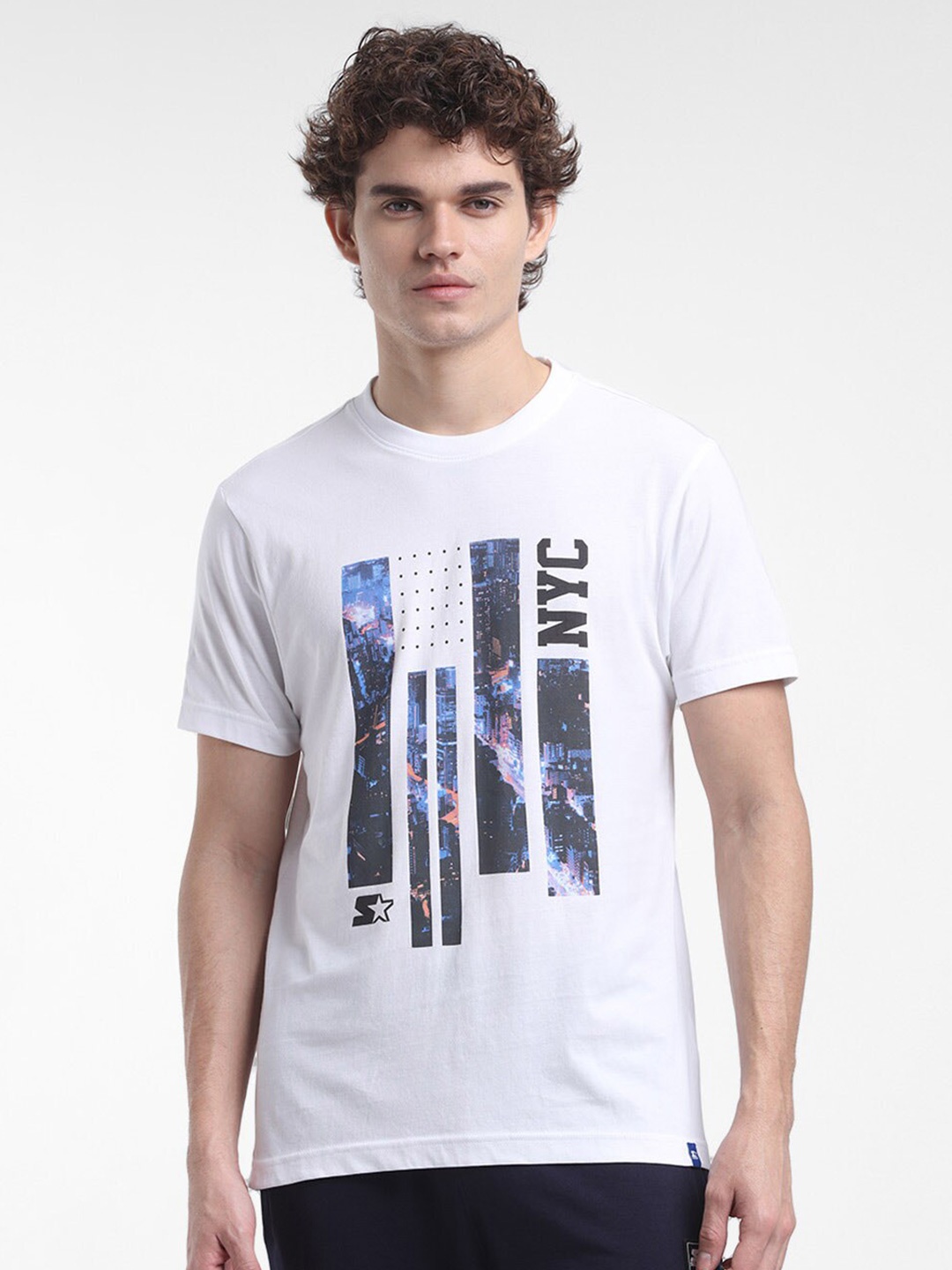 

STARTER Men White Printed Short Sleeves T-shirt