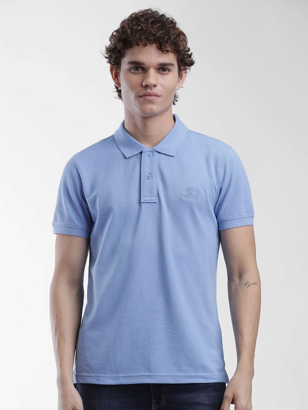 

STARTER Men Blue Polo Collar T-shirt