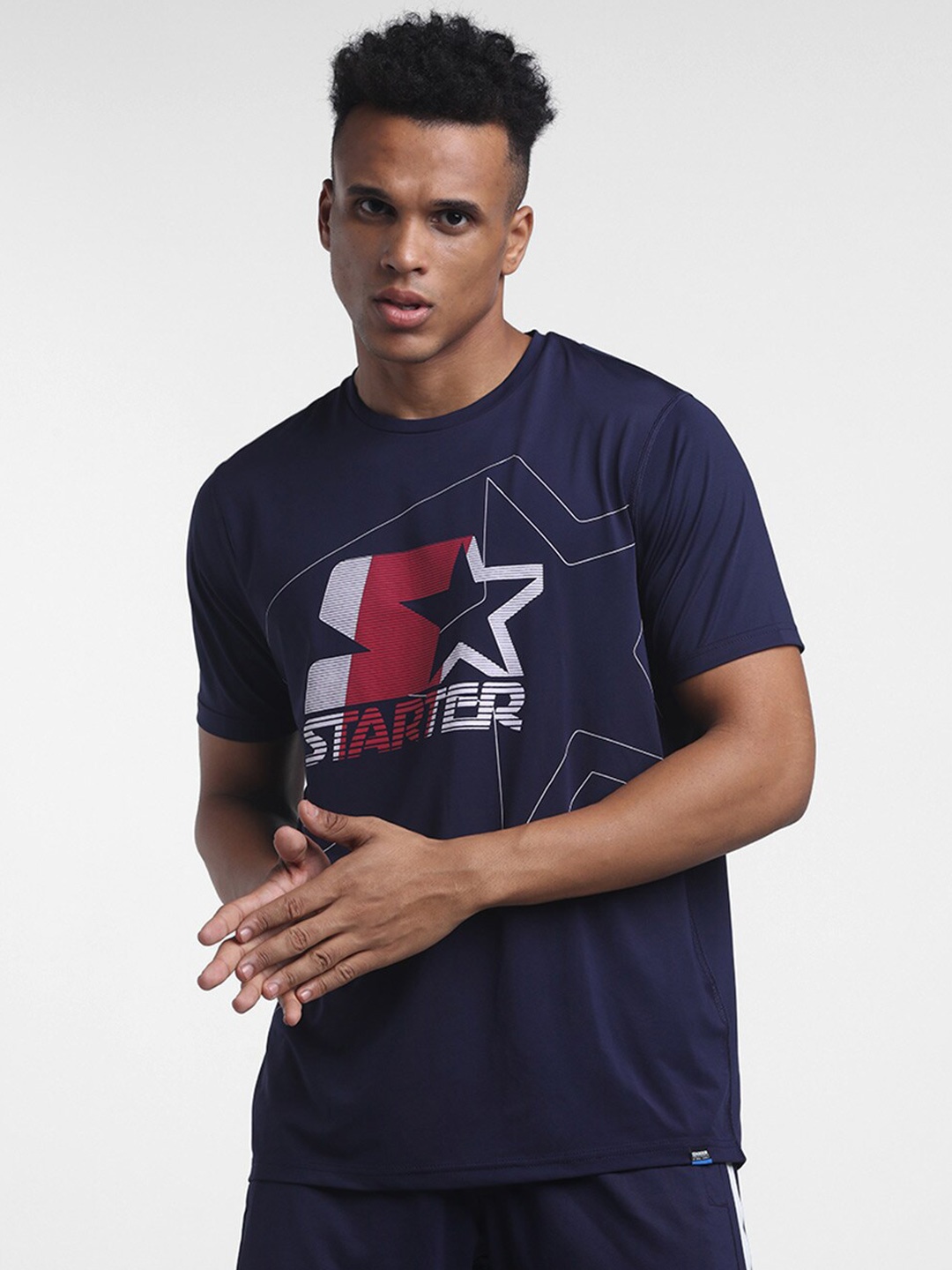 

STARTER Men Blue Typography Printed T-shirt