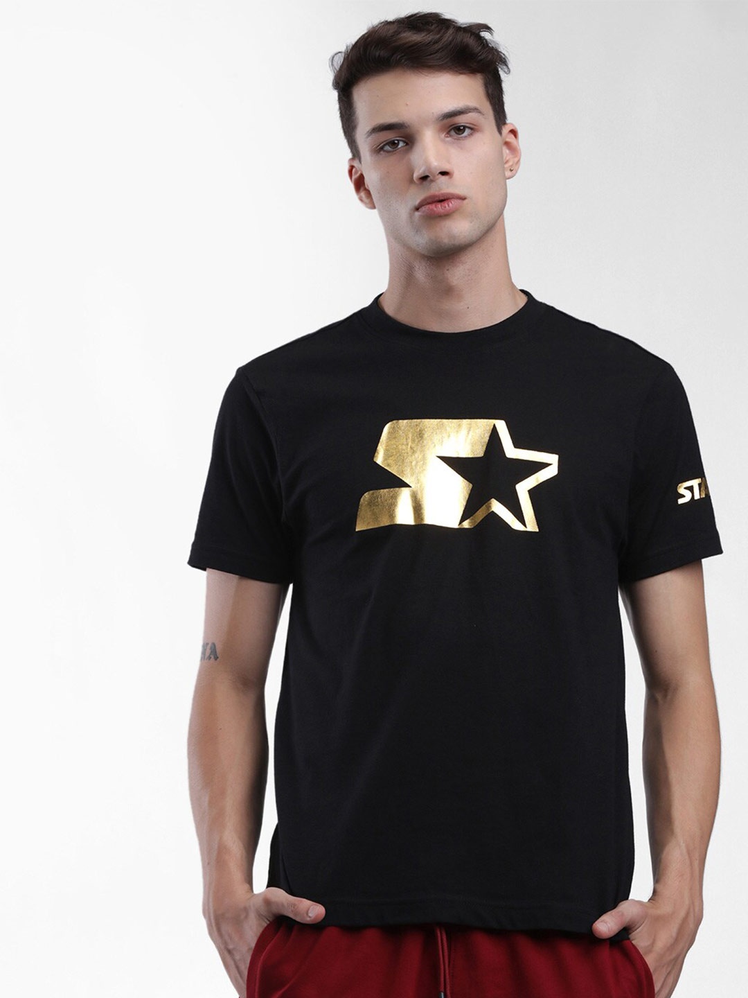 

STARTER Men Black Printed T-shirt