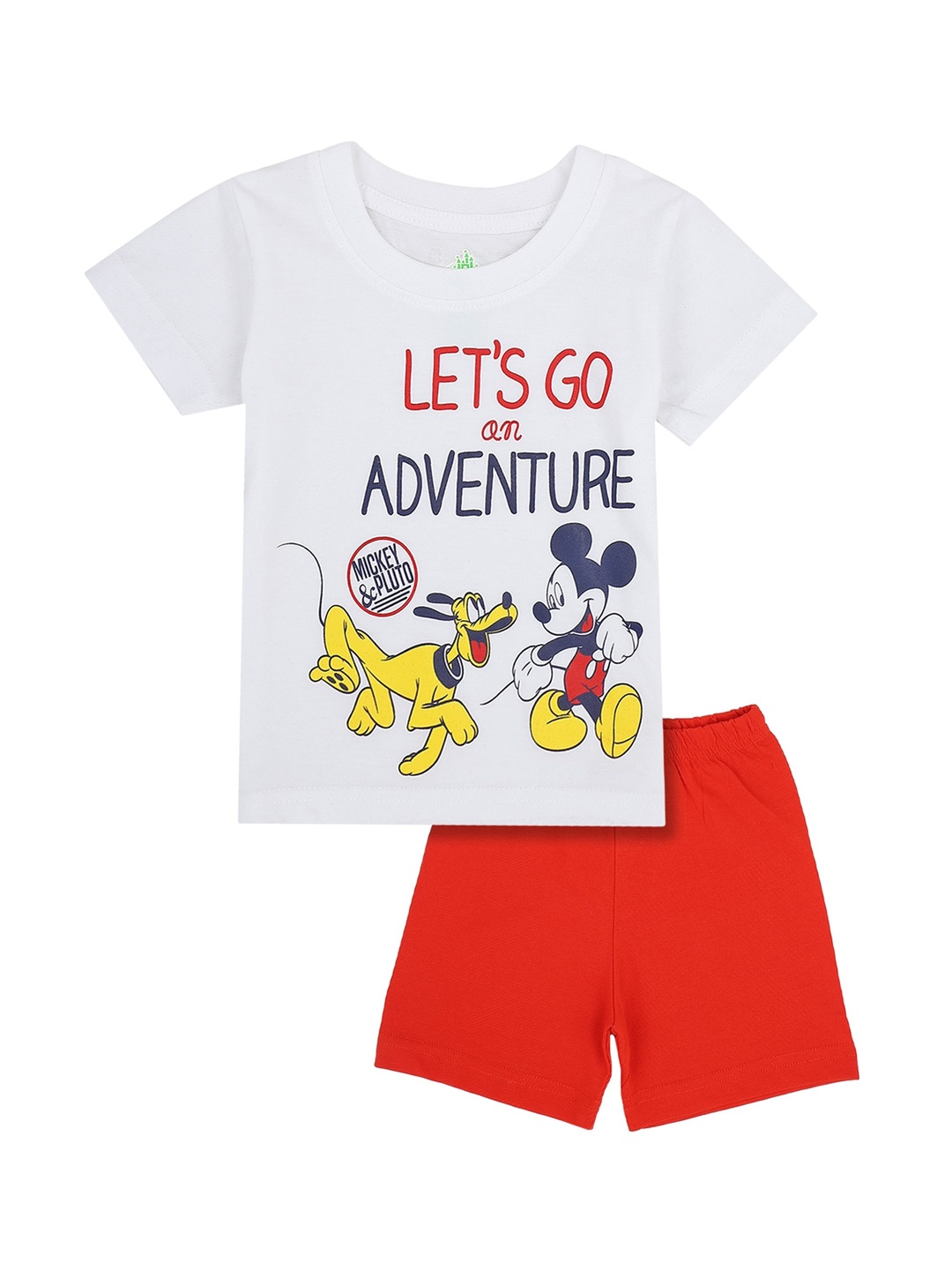 

Bodycare Kids Boys Pure Cotton White & Red Printed T-shirt with Shorts