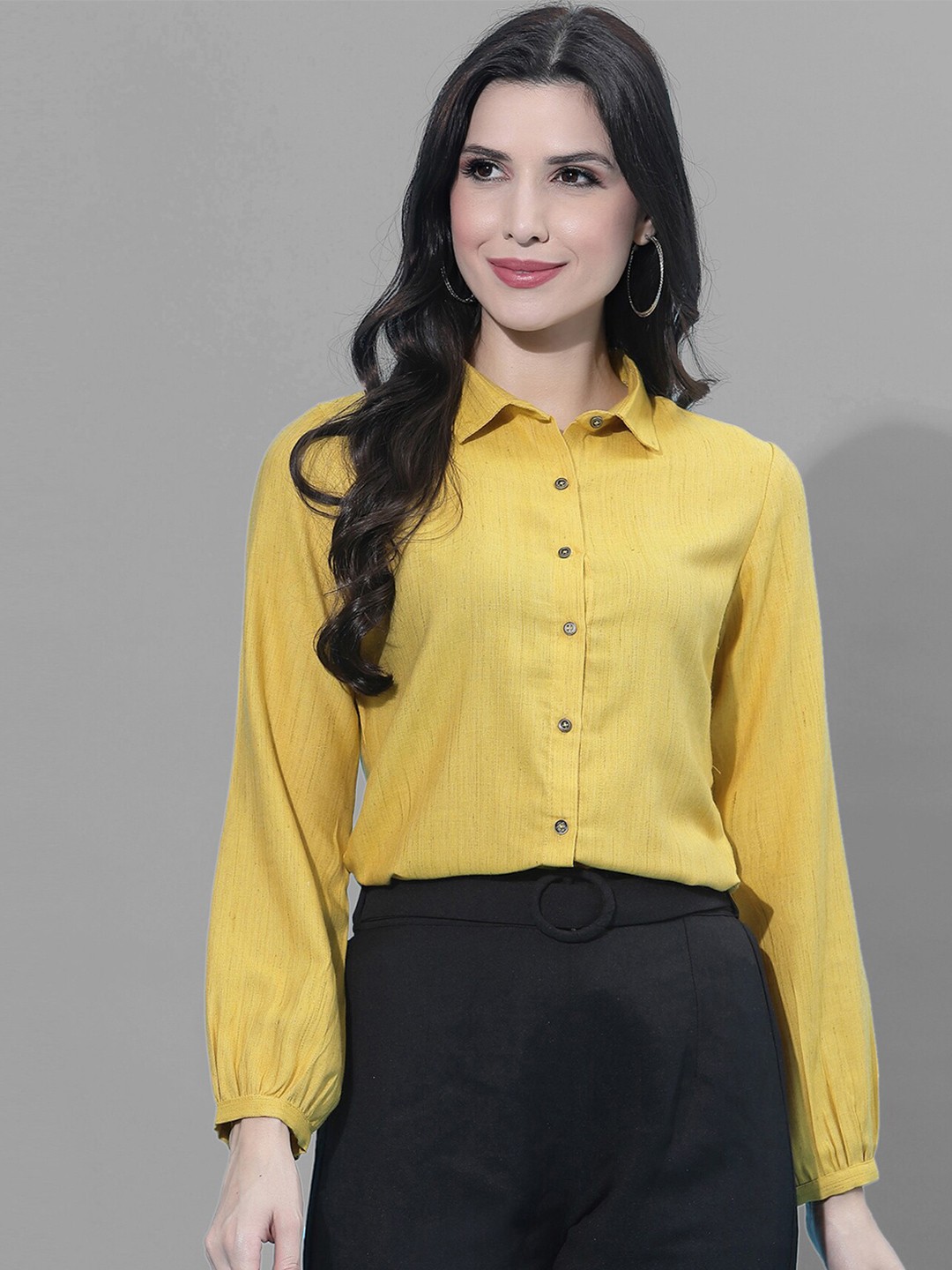 

Selvia Women Yellow Solid Casual Shirt