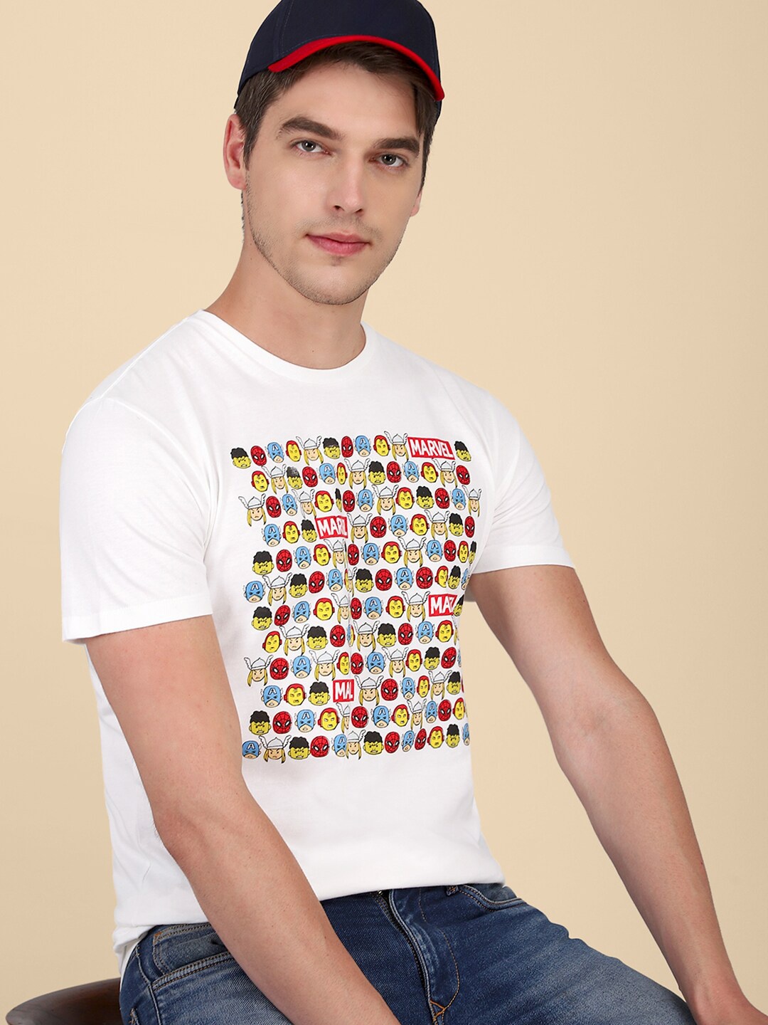 

Free Authority Men White Marvel Comics Printed Pure Cotton T-shirt