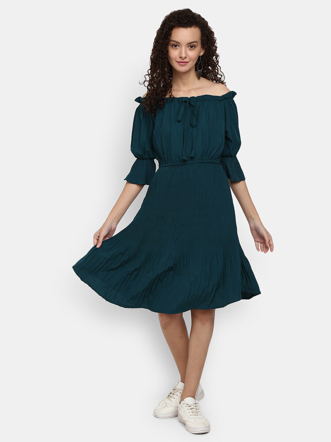 

V-Mart Teal Off-Shoulder Dress