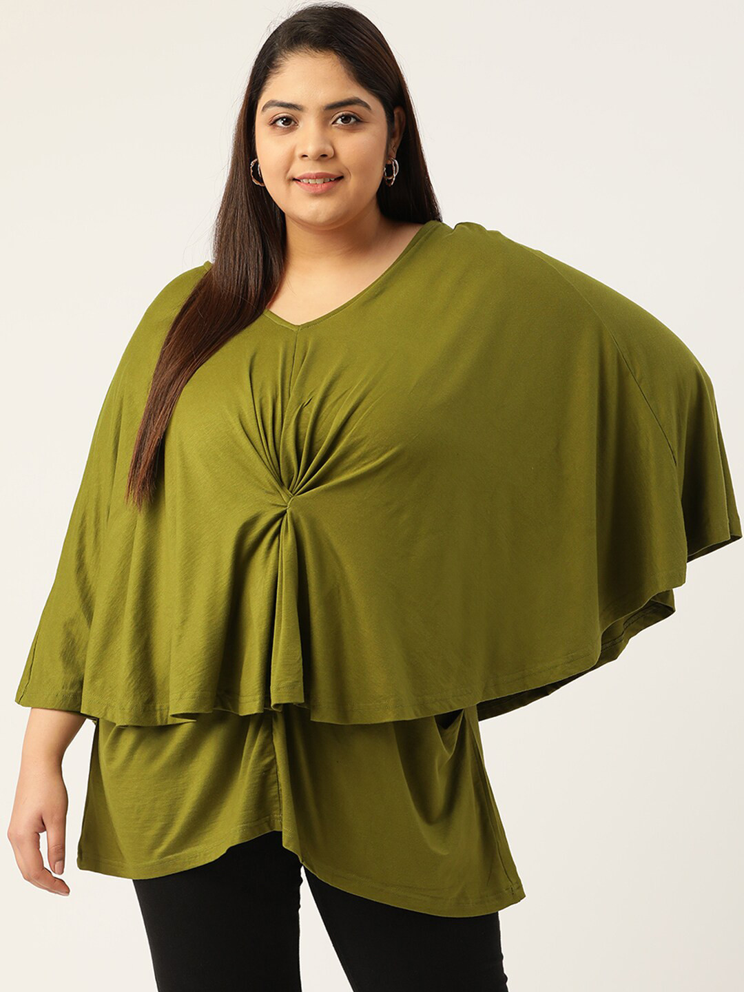 

theRebelinme Green Layered Cape Top
