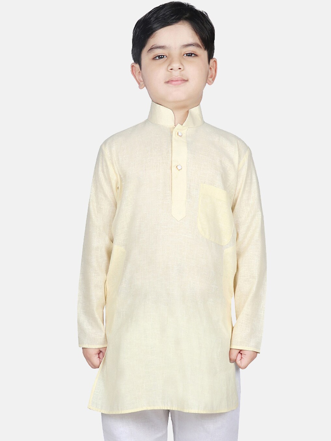 

SG YUVRAJ Boys Yellow Solid Cotton Kurta