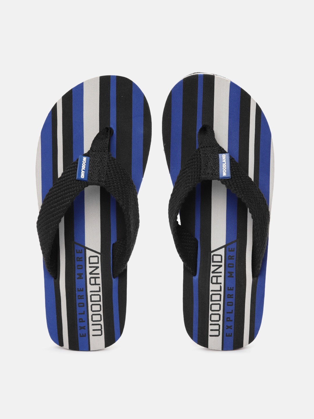 

Woodland Men Striped Thong Flip-Flops, Black