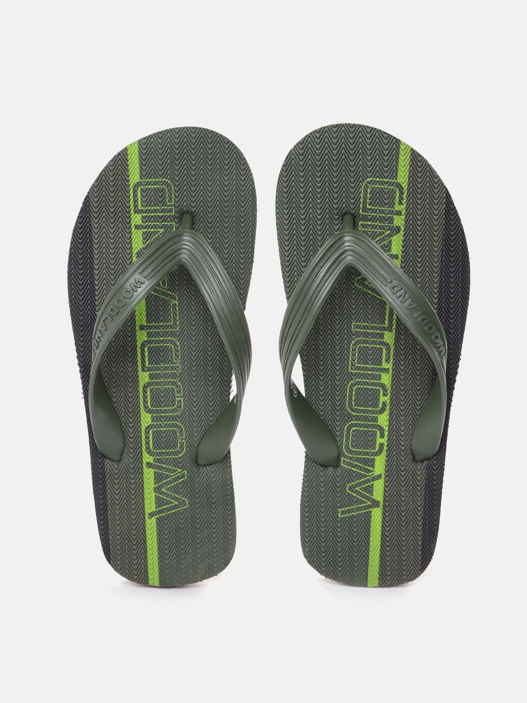 

Woodland Men Textured Thong Flip-Flops, Olive