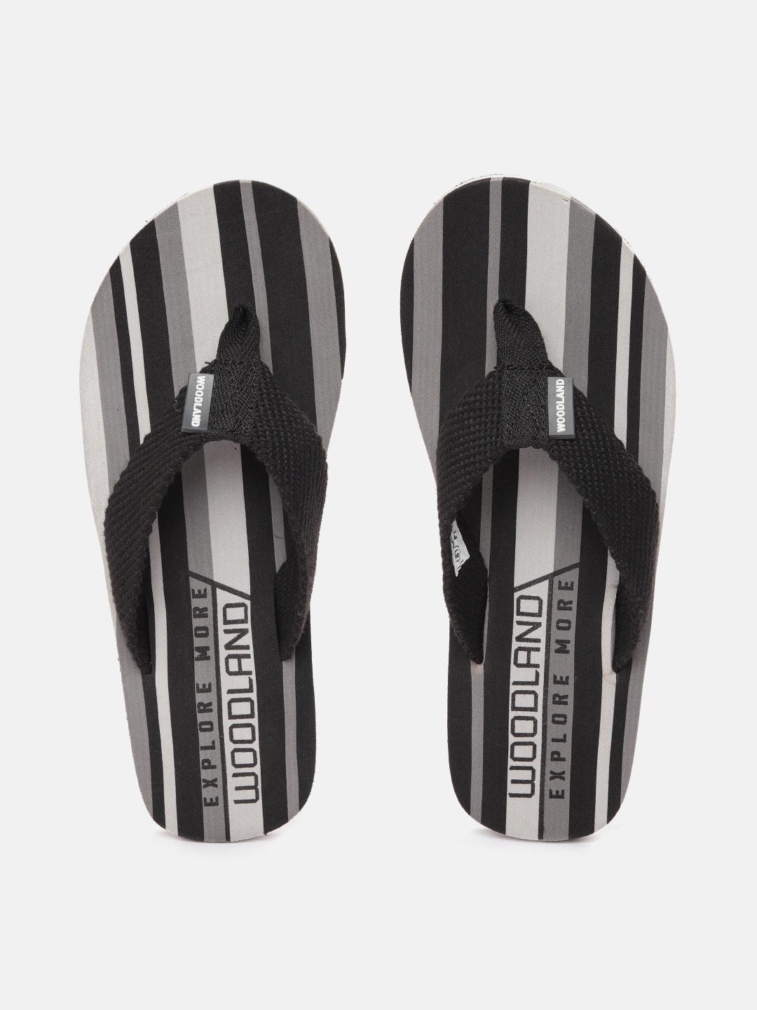 

Woodland Men Striped Thong Flip-Flops, Black