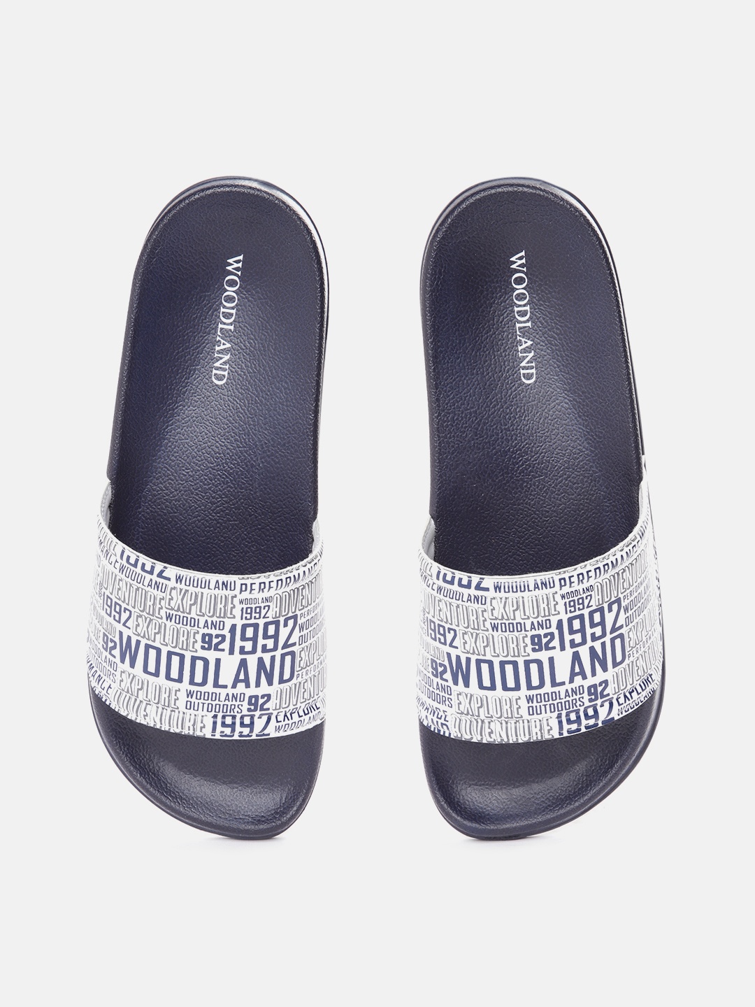 

Woodland Men Typography Printed Sliders, Navy blue