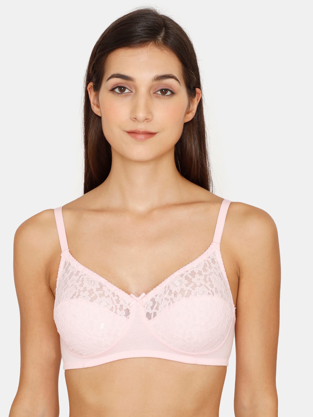 

Rosaline by Zivame Pink Laced Half Coverage T-shirt Bra RO1178FASHAPINK