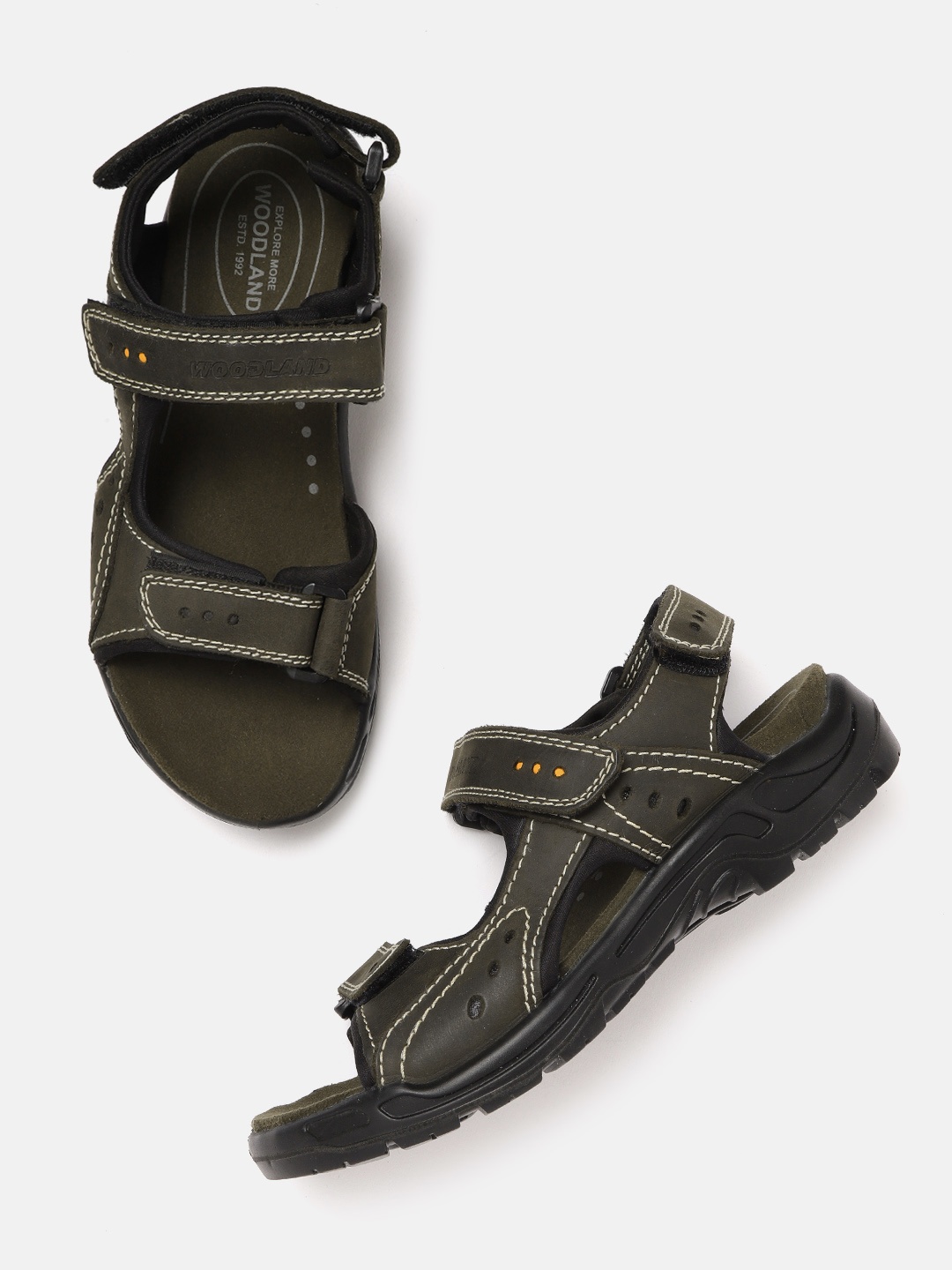 

Woodland Men Olive Solid Sports Sandals