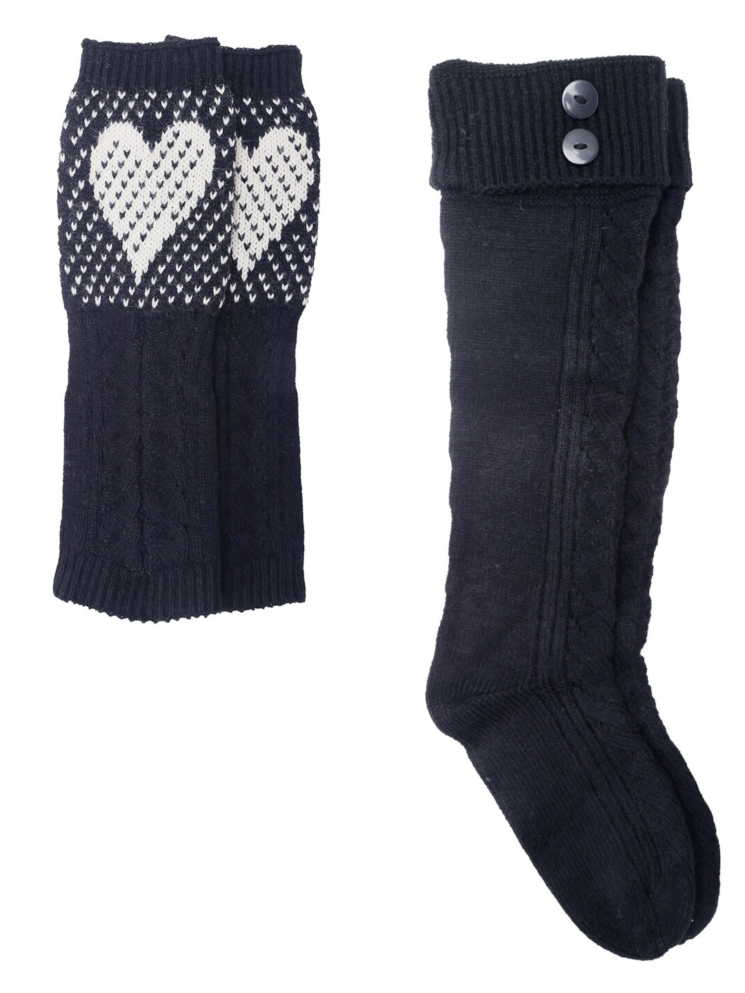 

Bharatasya Women Set of 2 Black Solid High Socks & Gloves