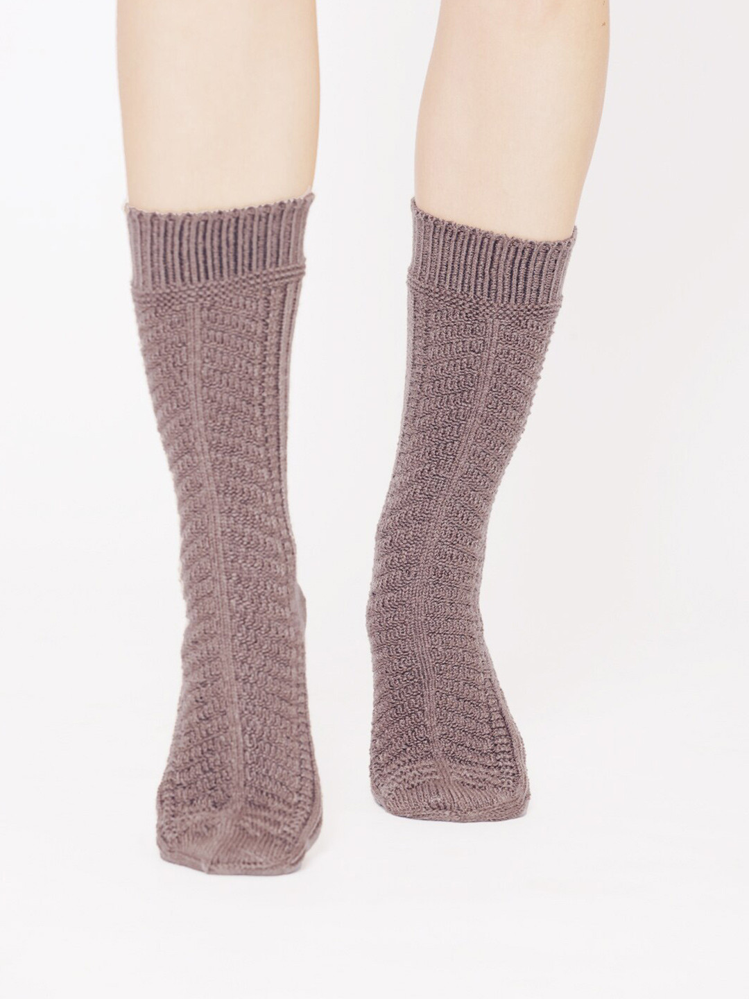 

Bharatasya Women Brown Solid Calf-Length Socks