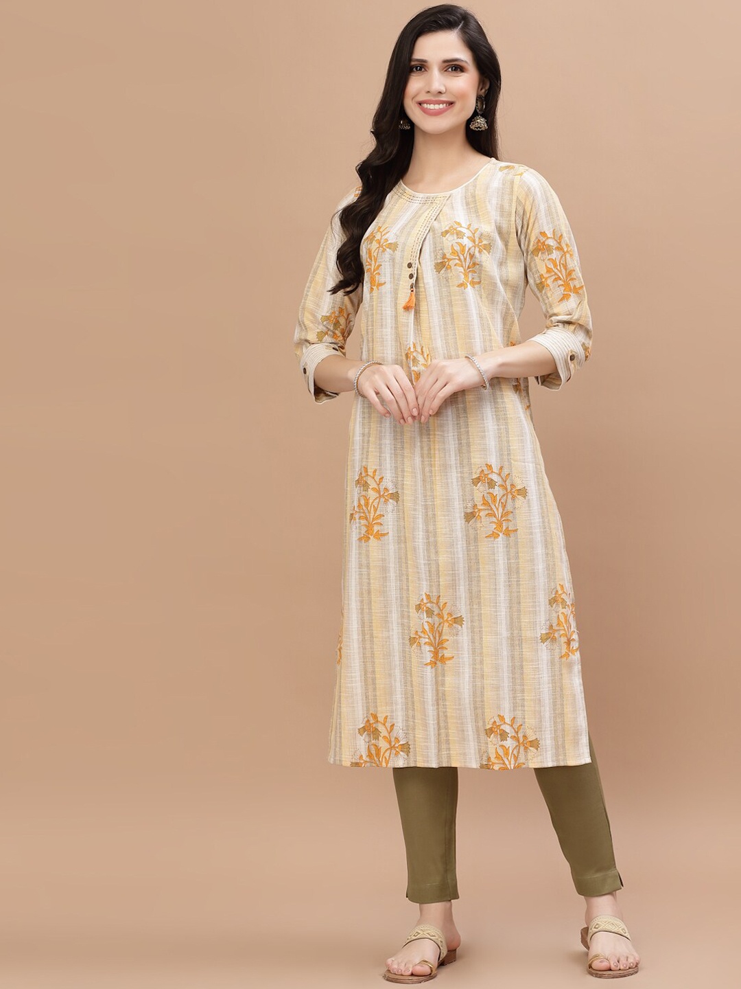 

Smiro Women Yellow Quirky Printed Kurta