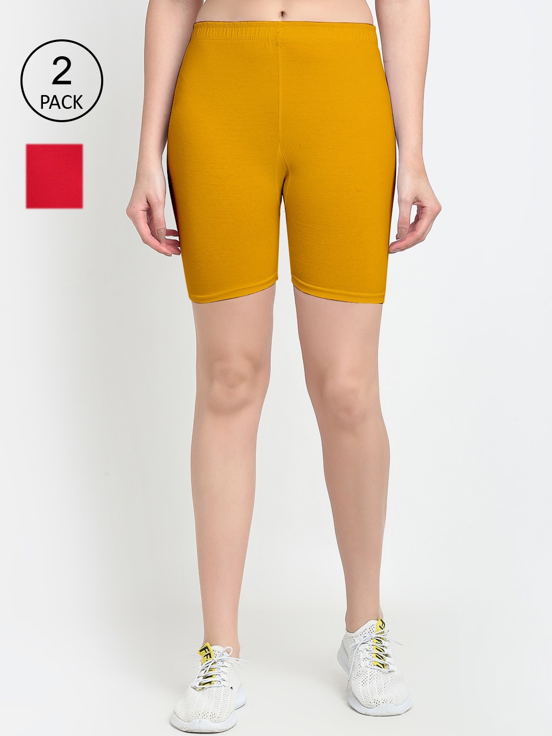 

GRACIT Women Pack of 2 Red Cycling Sports Shorts