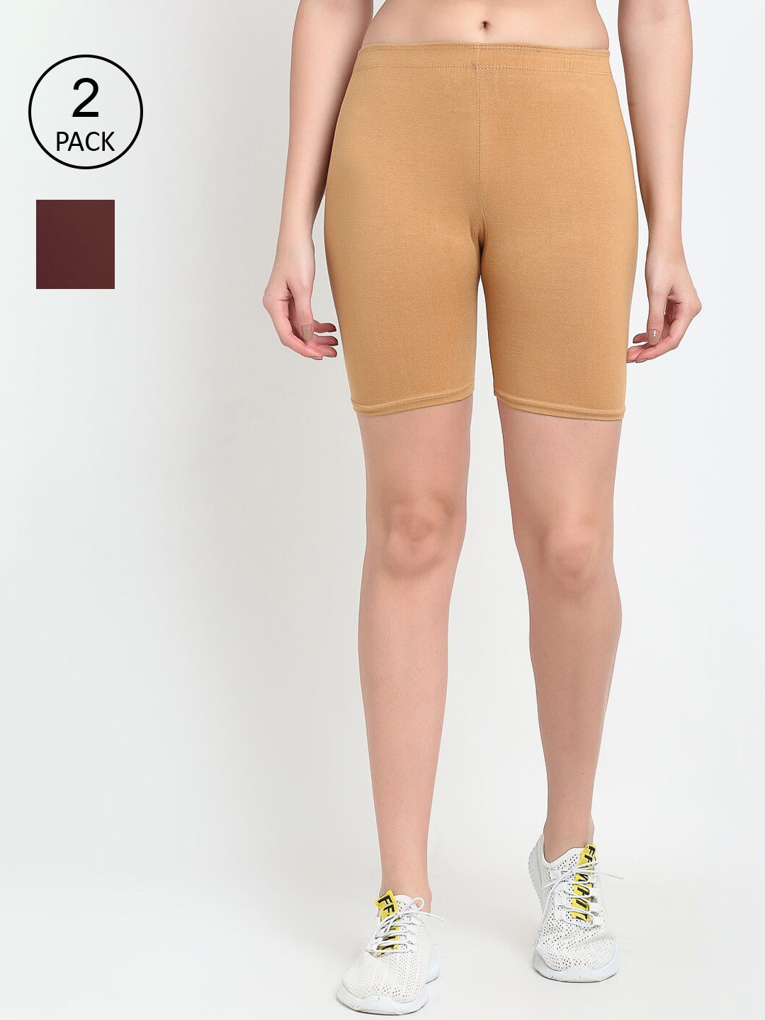 

GRACIT Women Beige Cycling Sports Shorts