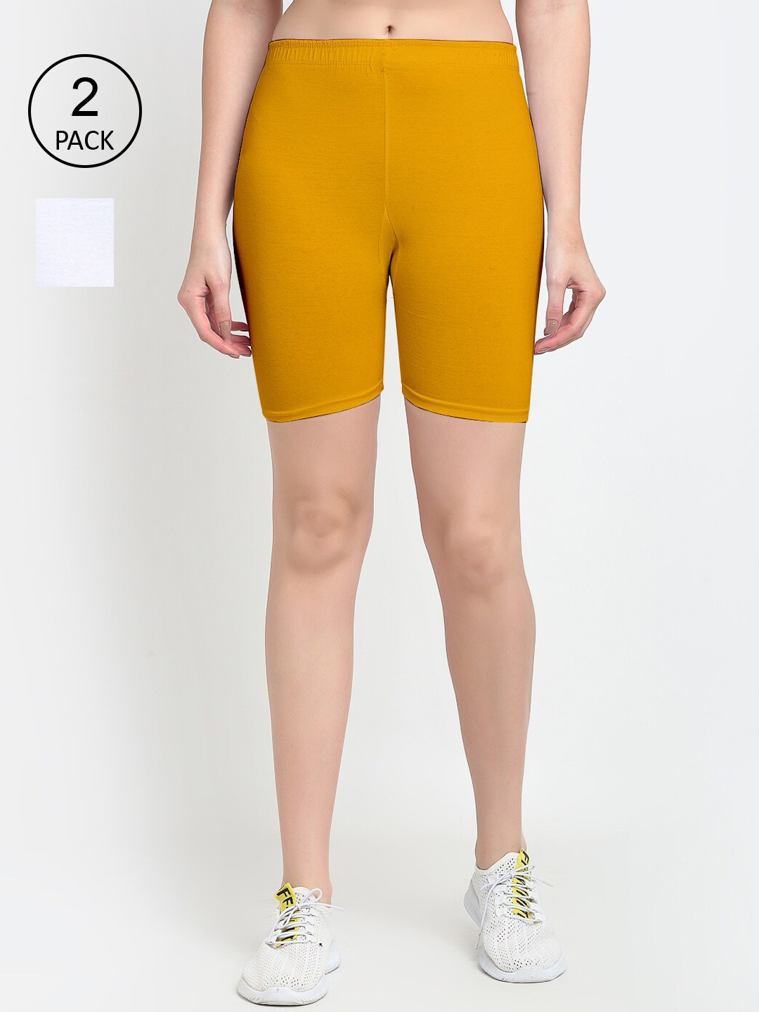 

GRACIT Women White Cycling Sports Cotton Shorts