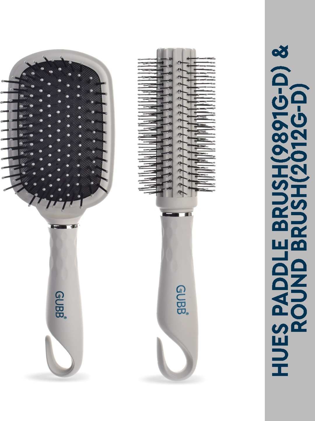 

GUBB Set Of 2 Hues Paddle Brush-9891G-D & Round Brush-2012G-D, Multi