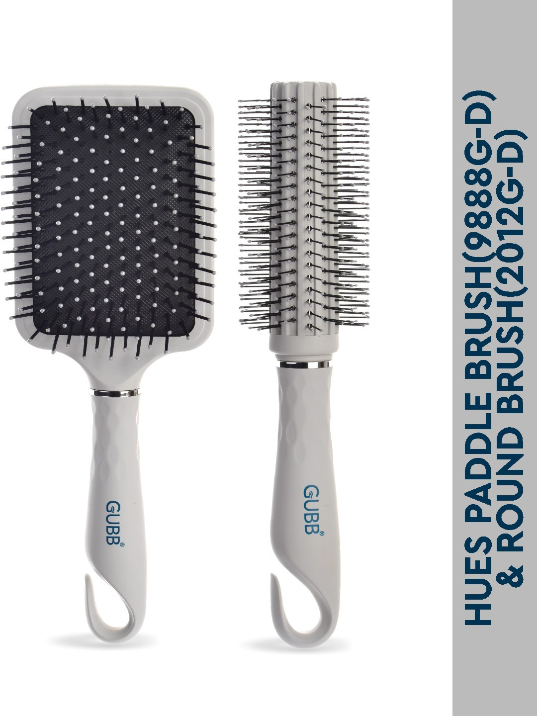

GUBB Combo Of Hues Paddle & Round Hair Brush 9888G-D & Round Hair Brush 2012G-D, Grey