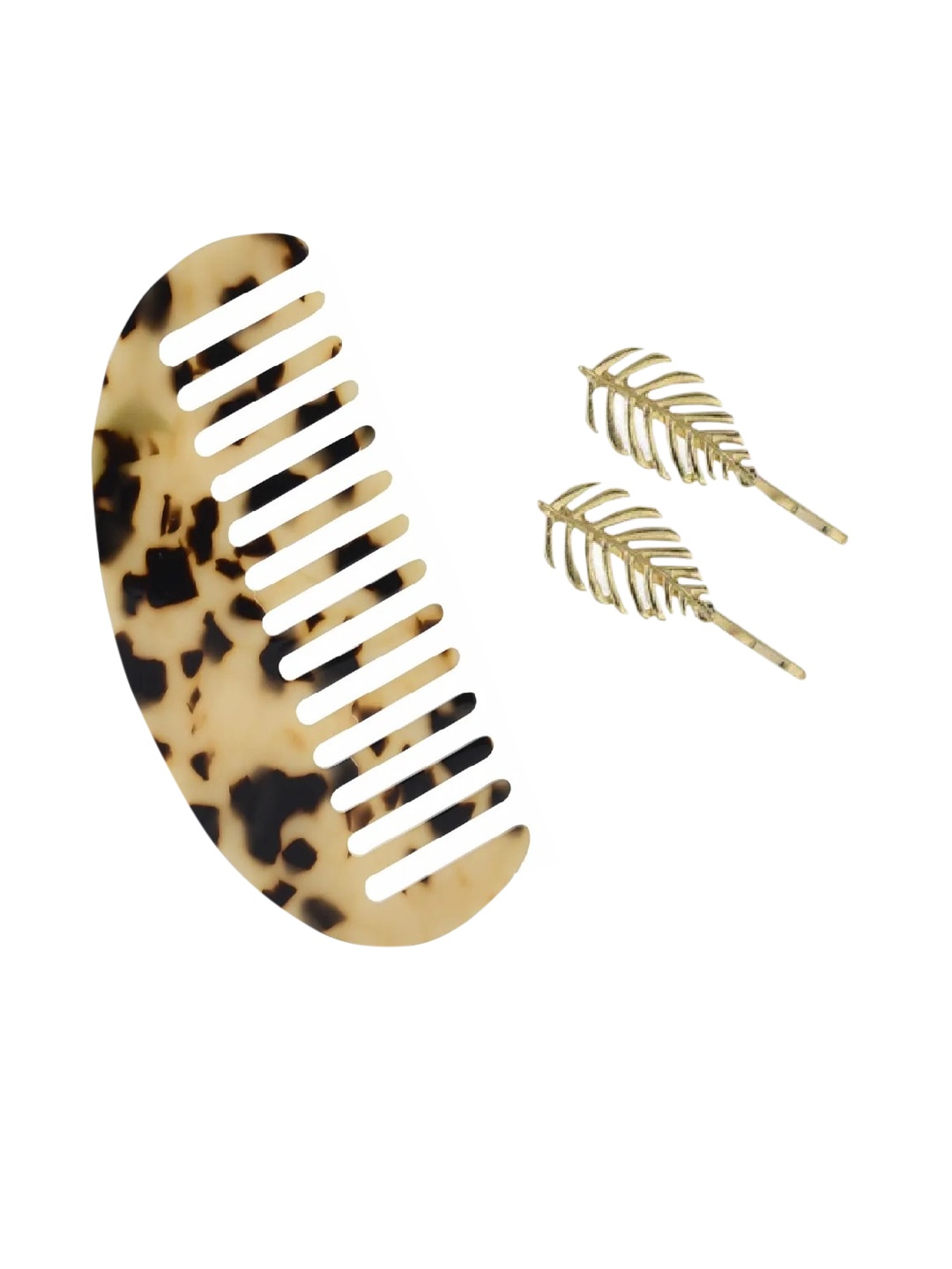 

GUBB Set Of 3 Caramel Delight Hair Comb & Caramel Leaf Hair Clips - Beige & Black