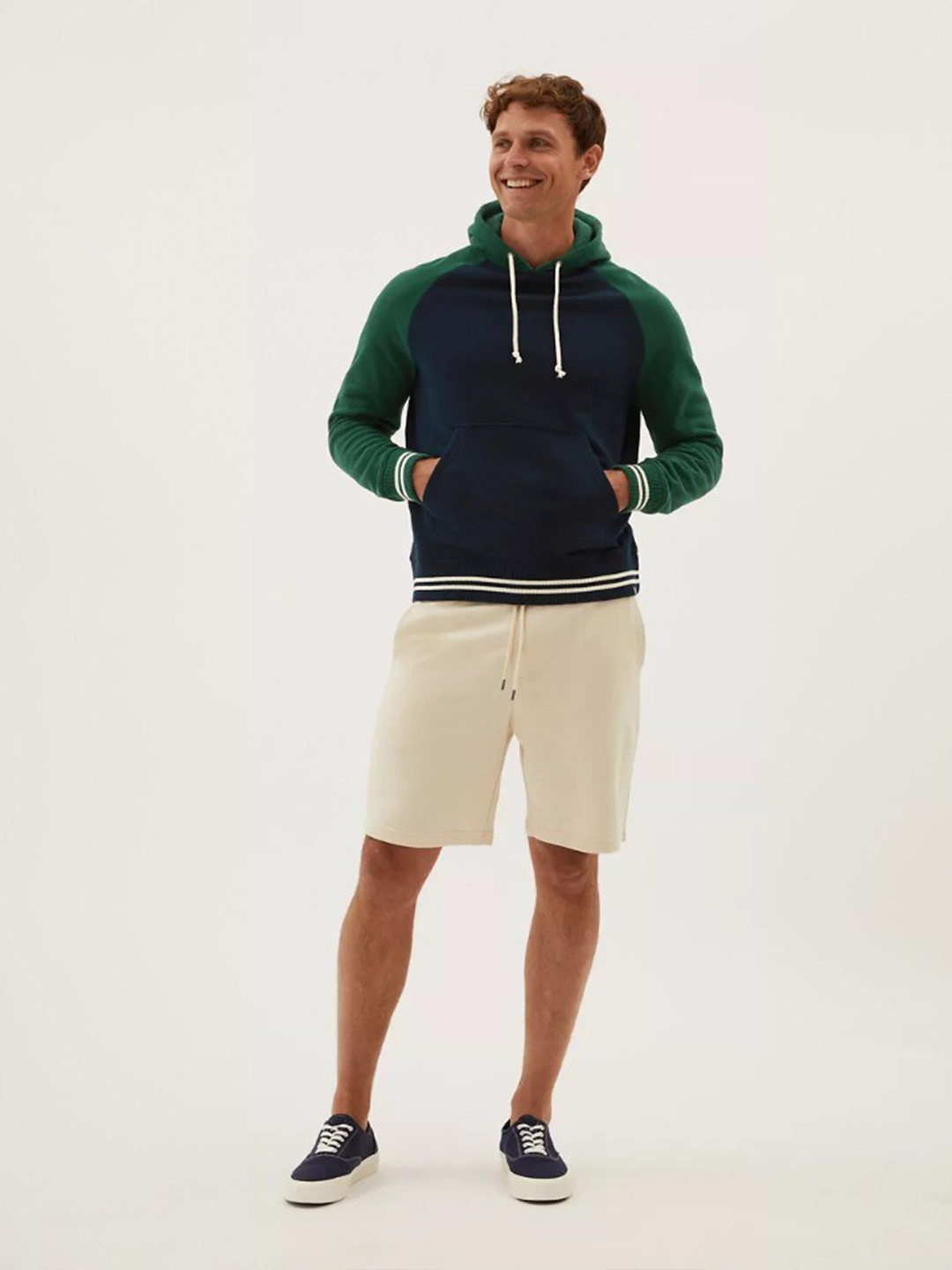 

Marks & Spencer Men Green Hooded Pure Cotton Sweatshirt