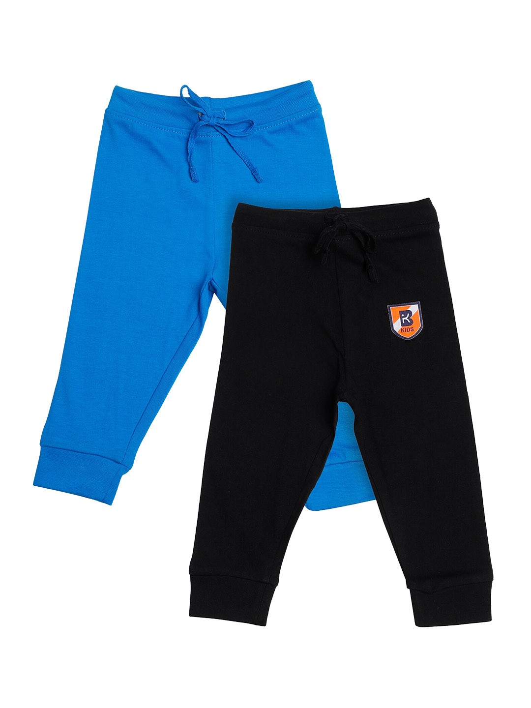 

Bodycare Kids Boys Pack of 2 Blue and Black Solid Cotton Track Pants