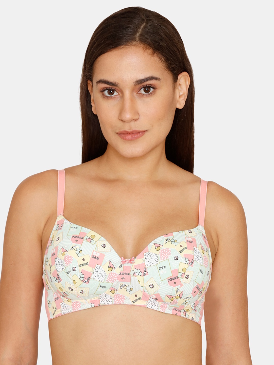 

Zivame Pink & White Floral Lightly Padded Bra ZI11BOFASHAPINK-Pink