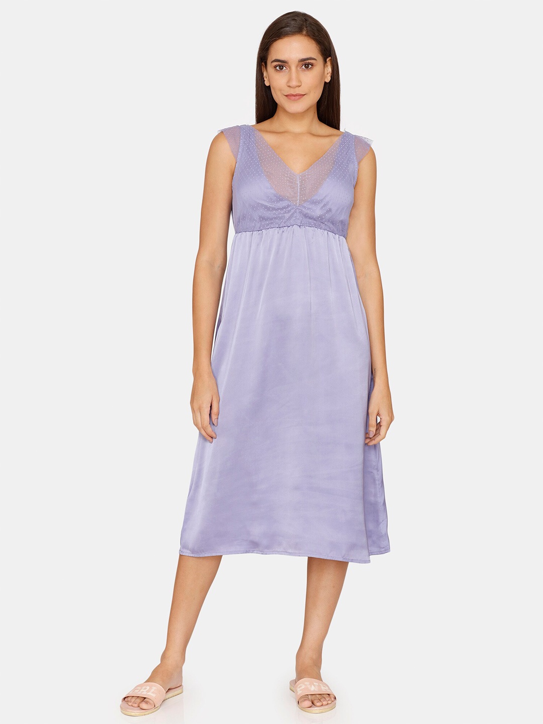 

Zivame Women Purple Midi Nightdress