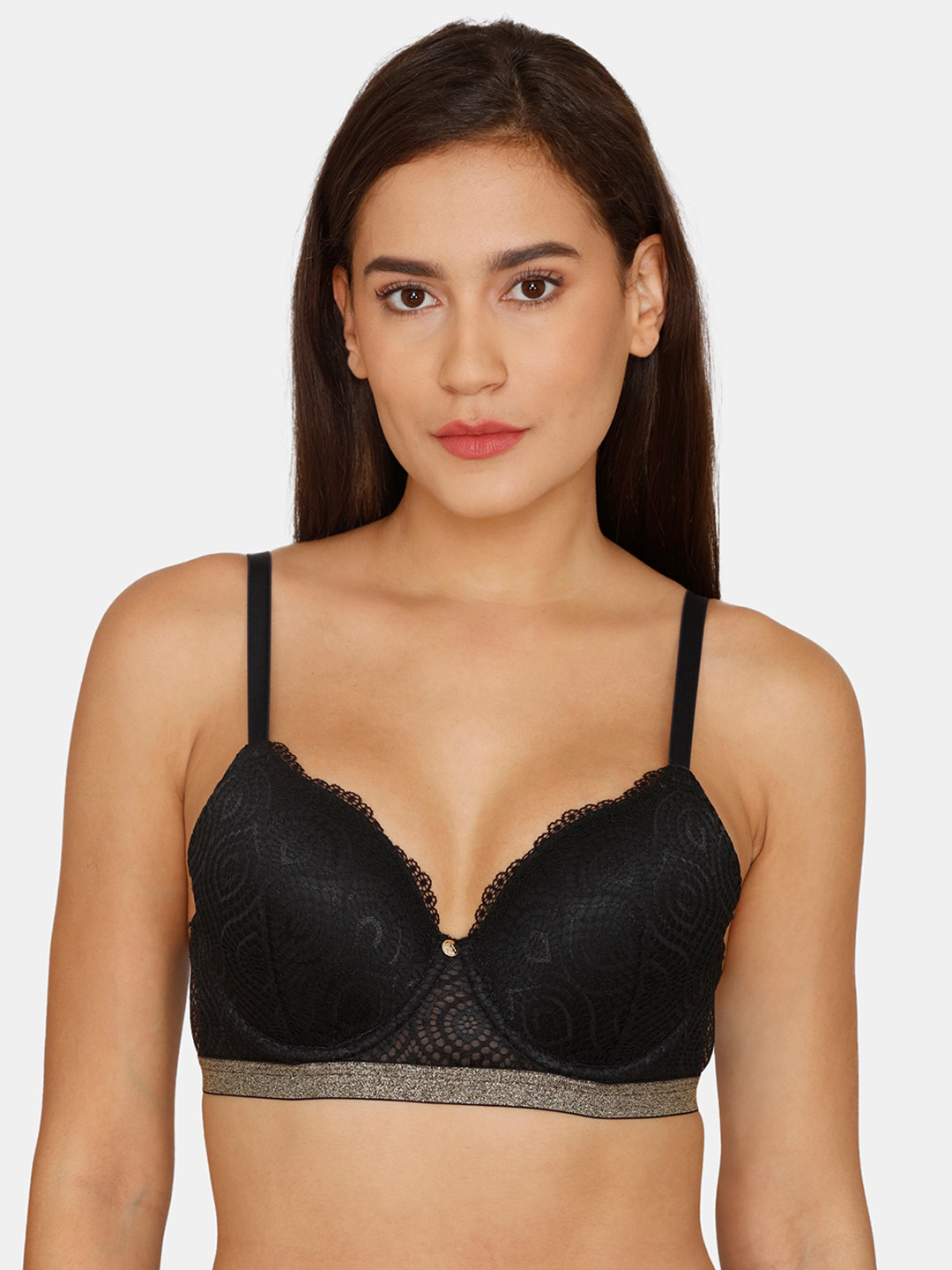 

Zivame Women Black Abstract Underwired Lightly Padded T- Shirt Bra