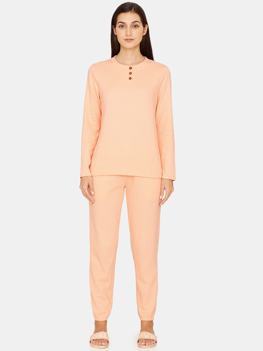 

Zivame Women Pink Solid Night suit