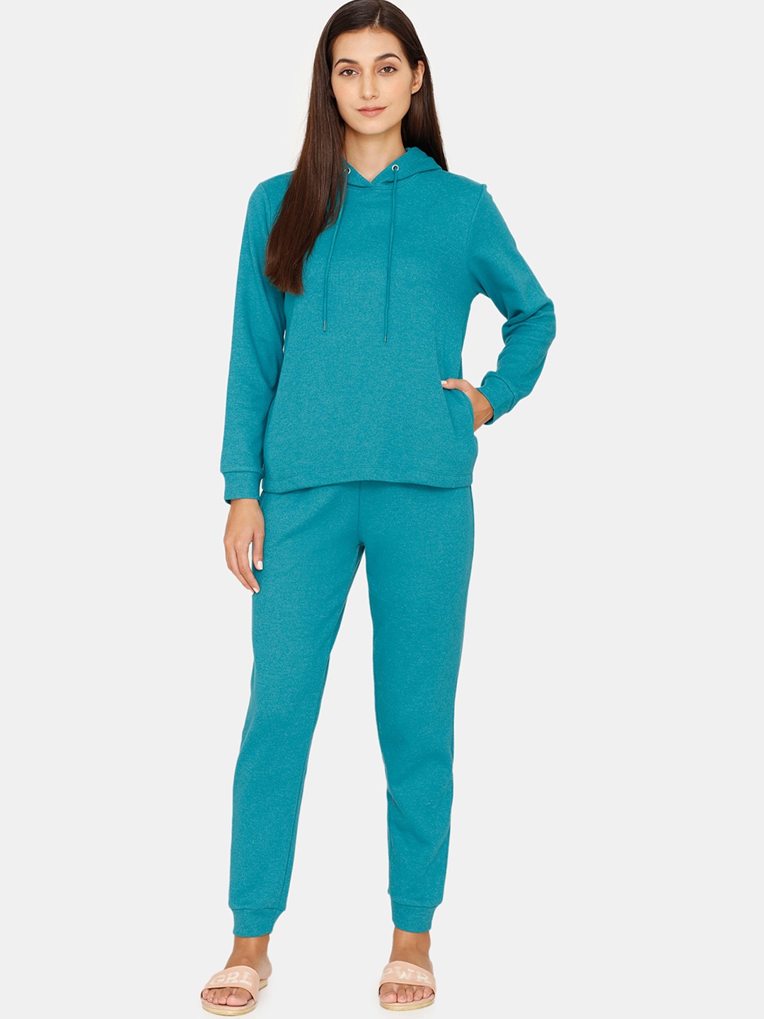 

Zivame Women Green Solid Pure Cotton Night suit