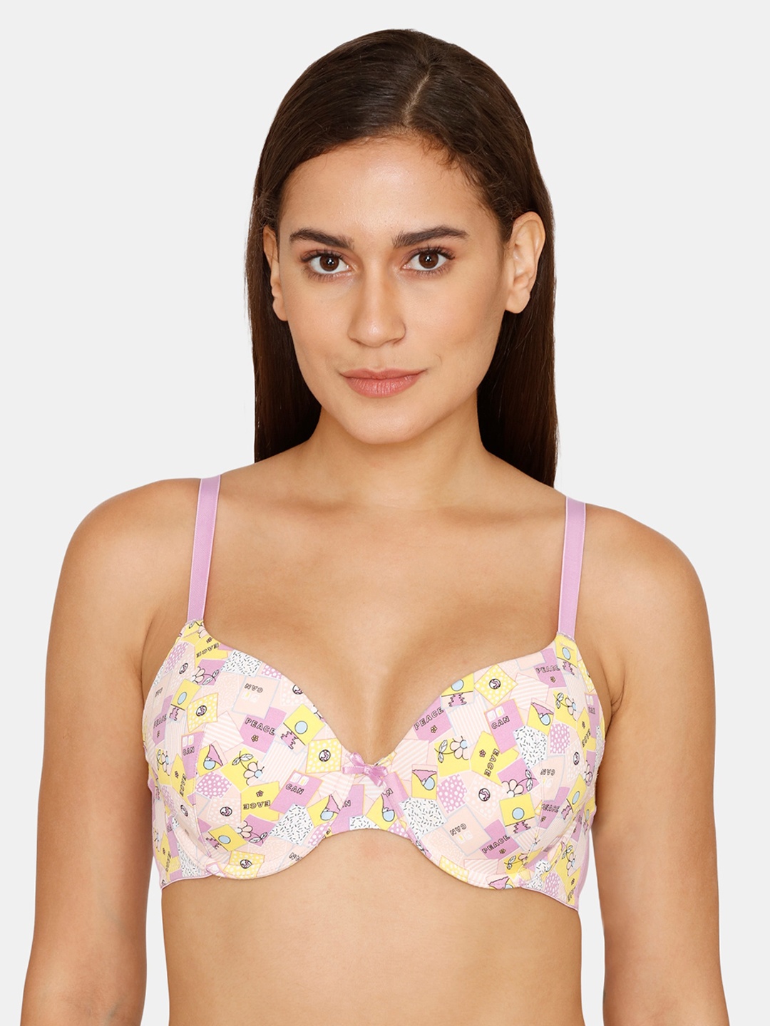 

Zivame Purple & Yellow Graphic Bralette Bra Underwired Lightly Padded