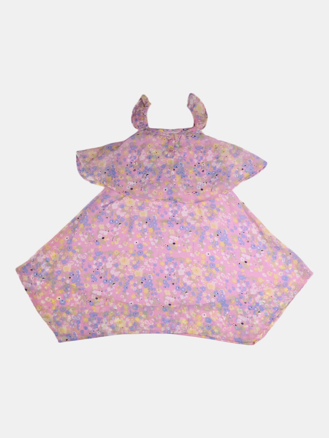 

V-Mart Girls Pink Floral Print Shoulder Strap Georgette Dress