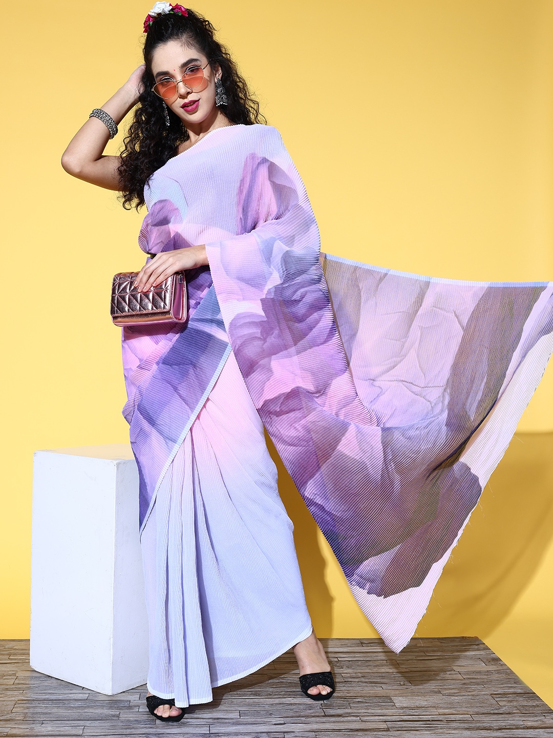 

Tikhi Imli Tie and Dye Saree, Lavender