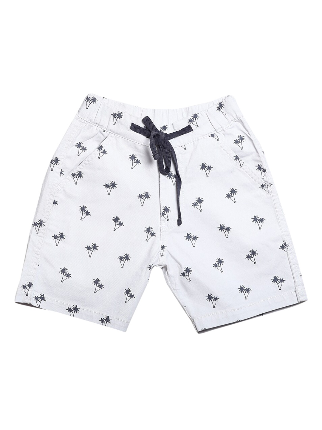 

612League Boys White Printed Running Drawstrings Shorts