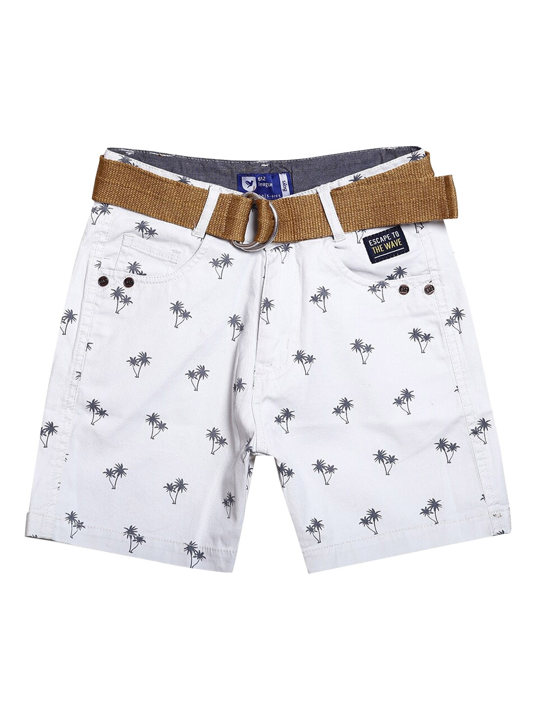 

612League Boys White Printed Shorts