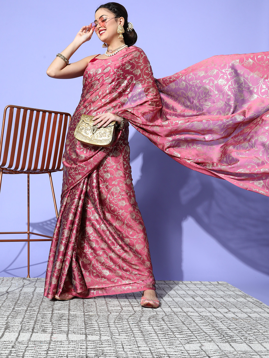 

Tikhi Imli Floral Saree, Rose