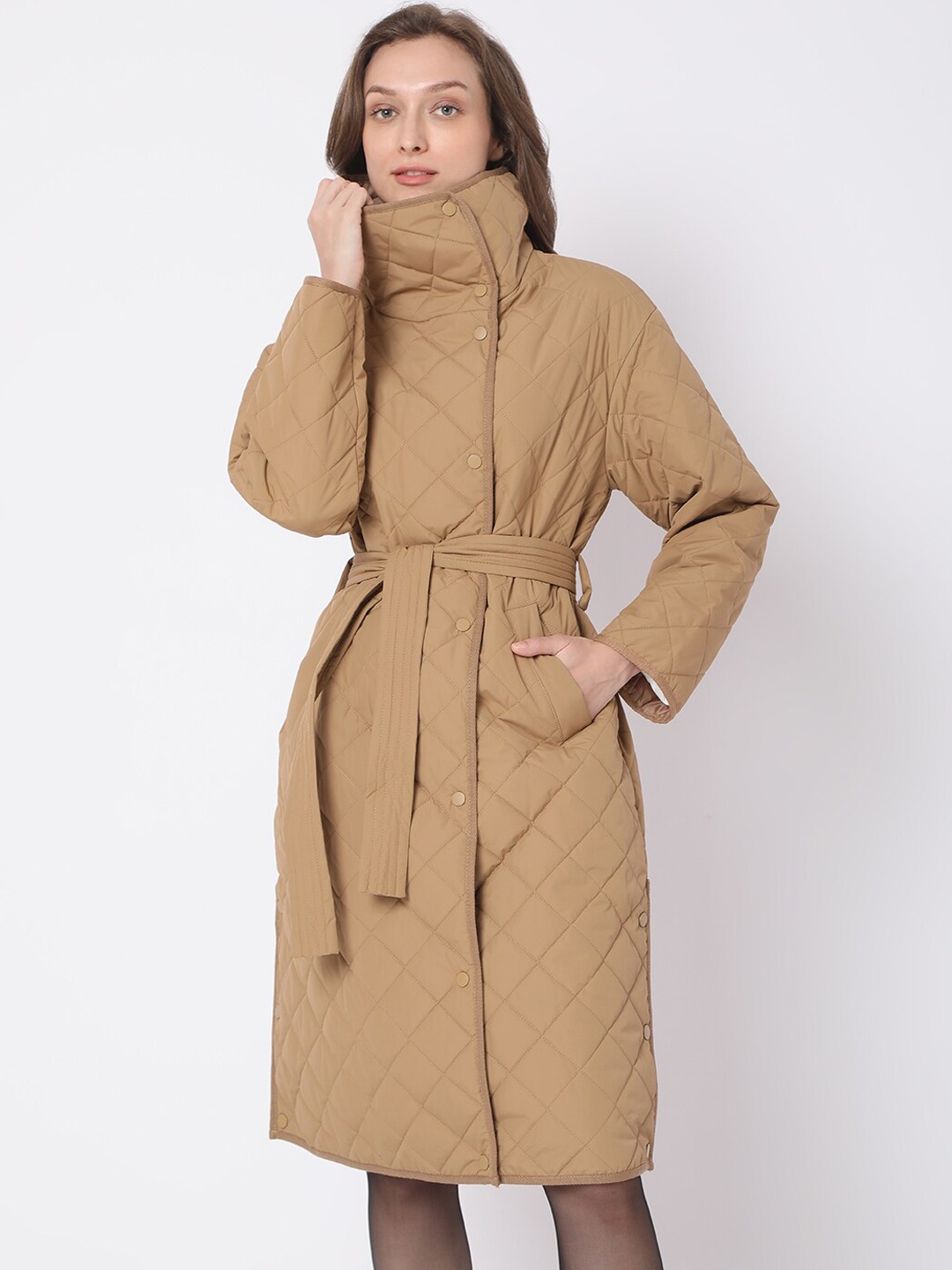 

Vero Moda Women Brown Longline Quilted Jacket