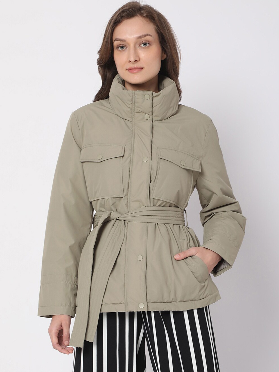 

Vero Moda Women Grey Bomber Jacket
