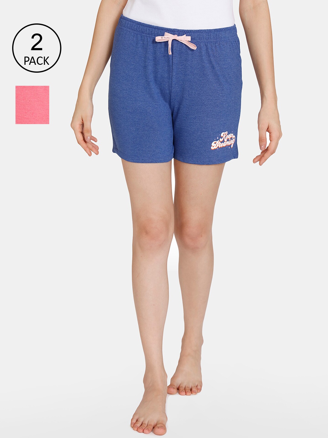 

Rosaline by Zivame Girls Blue & Pink Pack Of 2 Lounge Shorts