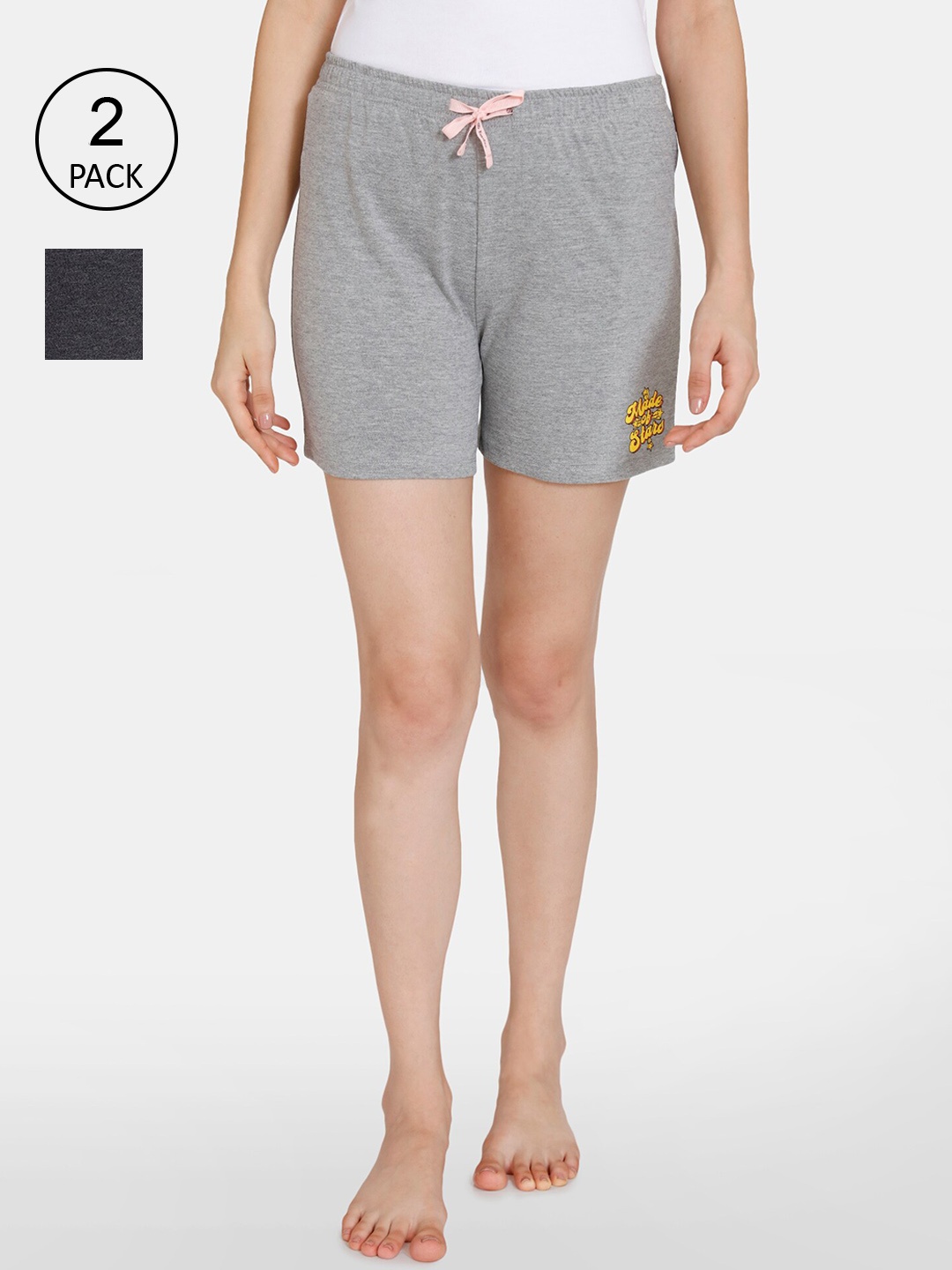 

Rosaline by Zivame Girls Set Of 2 Grey & Charcoal Grey Shorts