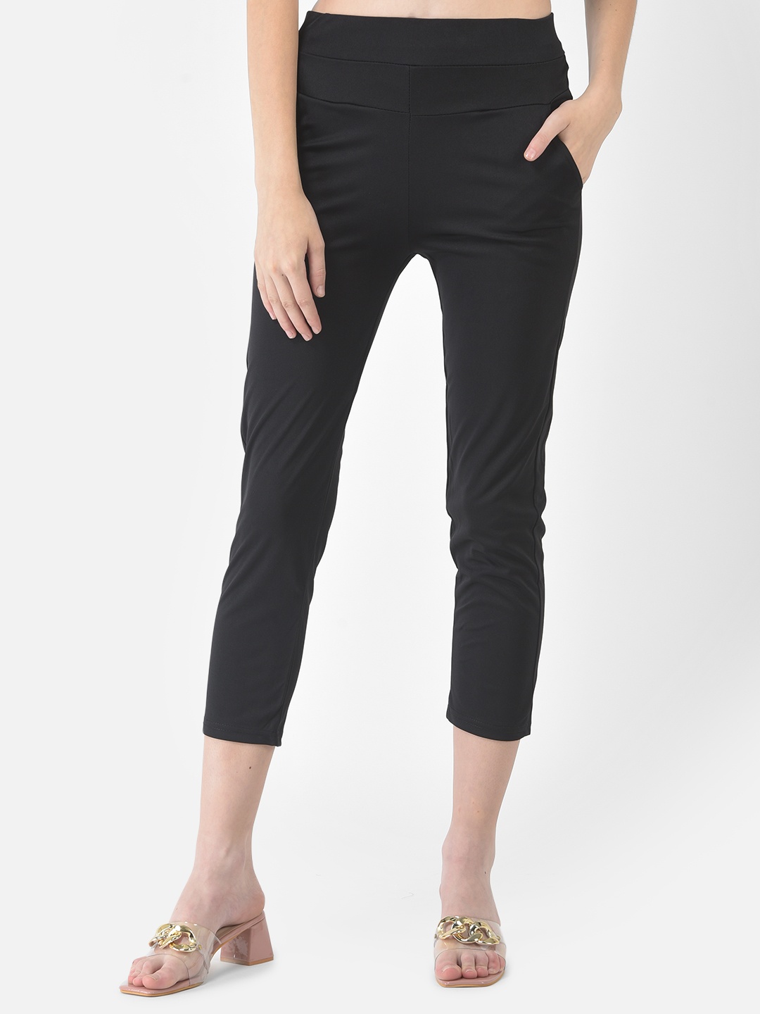 

FNOCKS Girls Black Solid High-waisted Tights