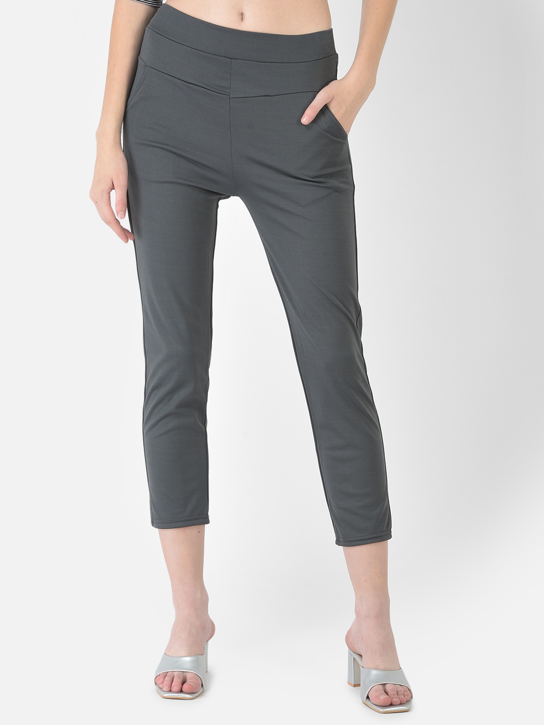 

FNOCKS Girls Grey Solid Ankle-Length Tights