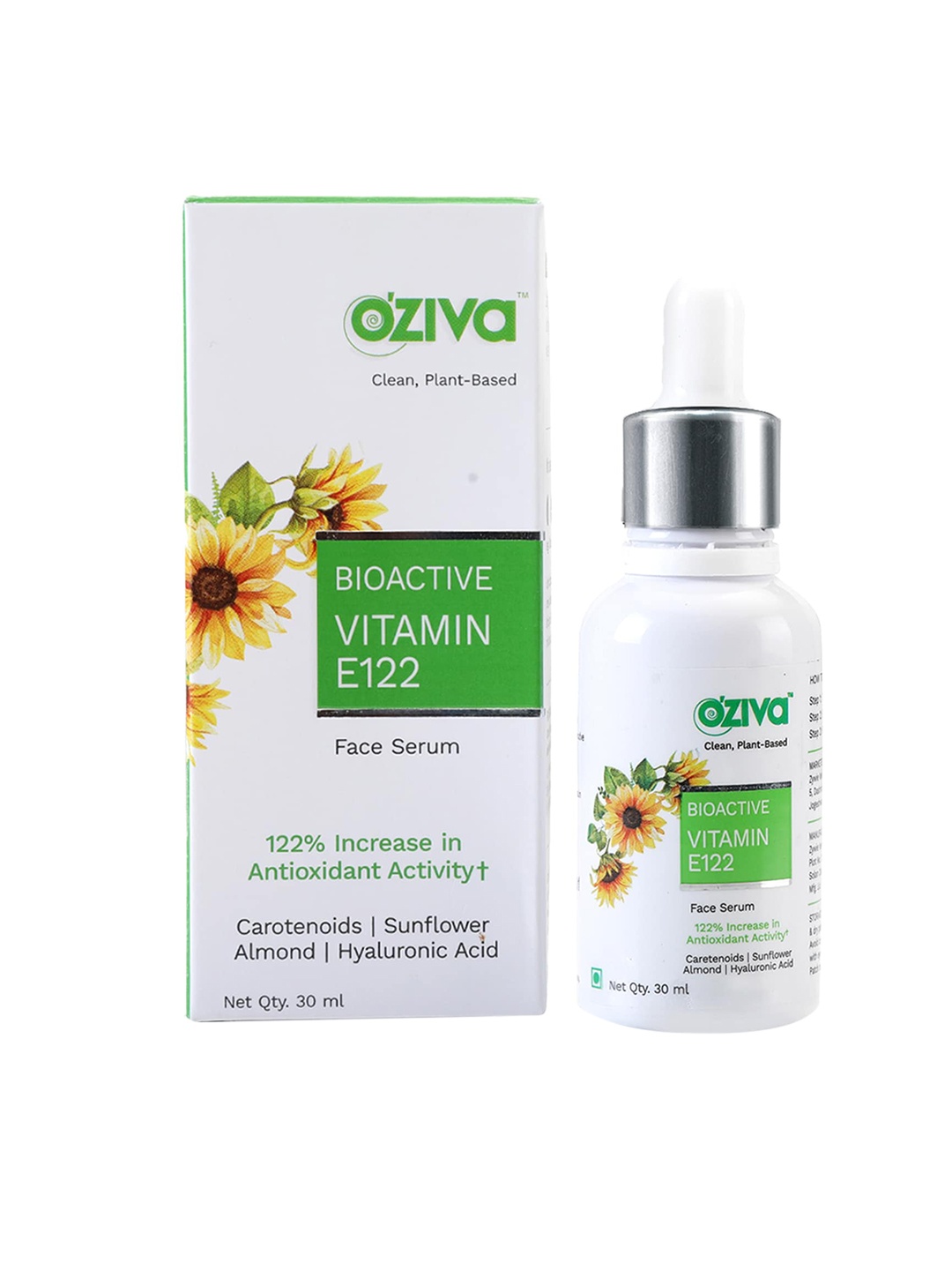 

OZiva Bioactive Vitamin E122 Face Serum with Hyaluronic Acid - 30 ml, White