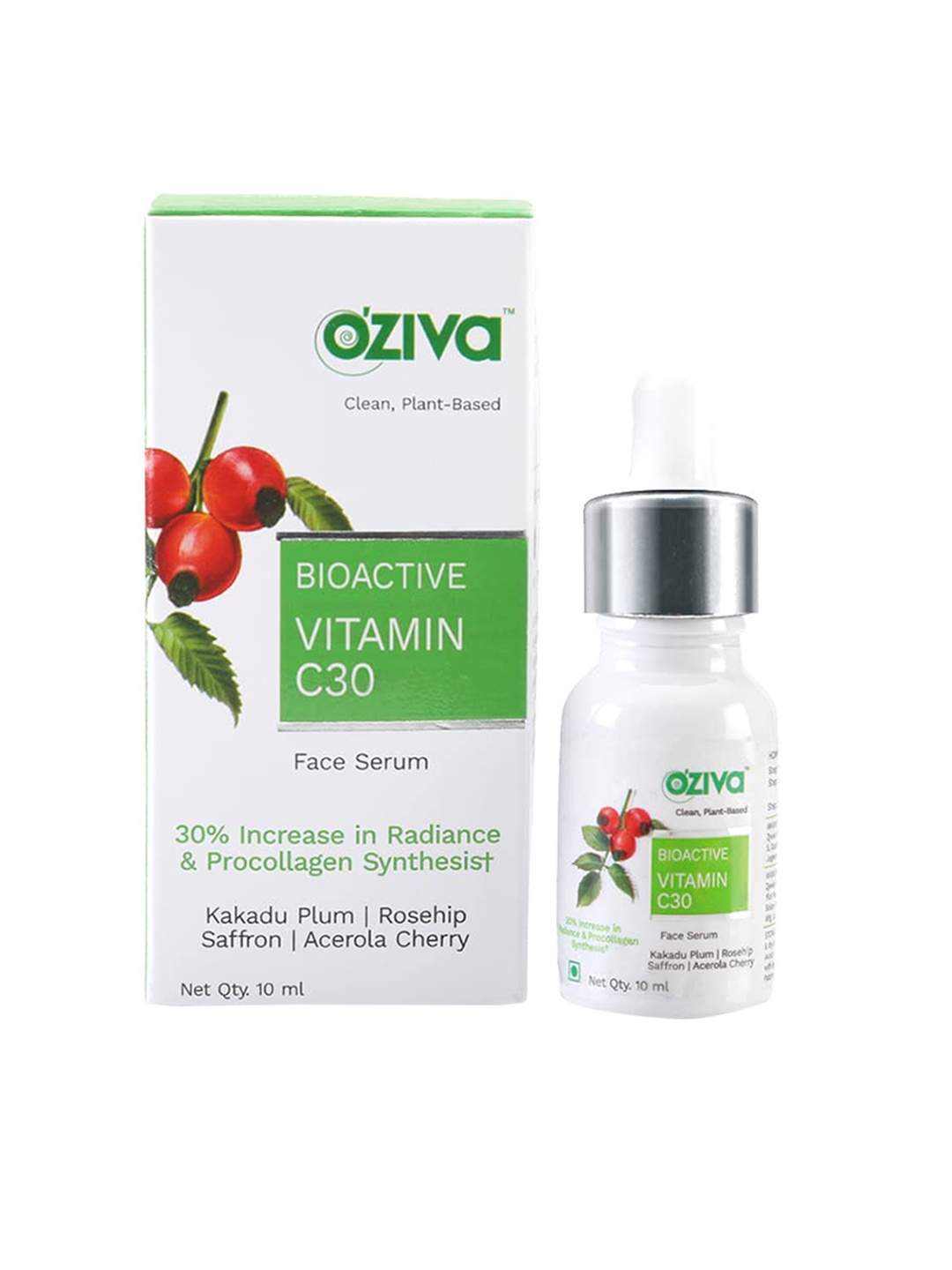 

OZiva Bioactive Vitamin C30 Face Serum with Kakadu Plum & Rosehip - 10 ml, White