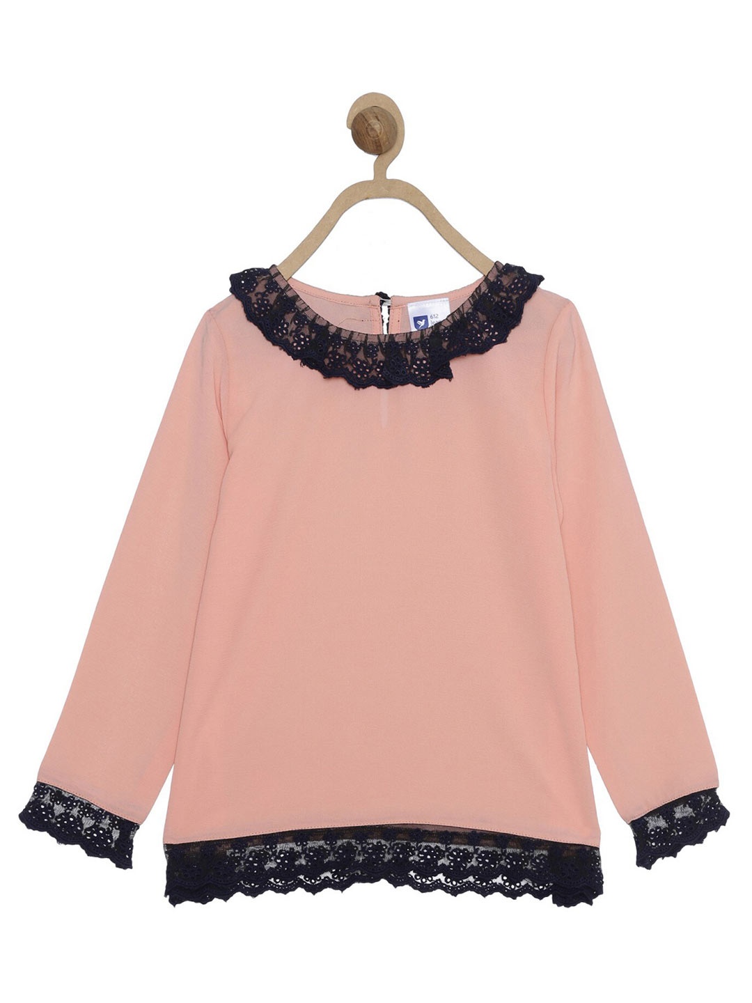 

612League Girls Peach-Coloured & Black Top