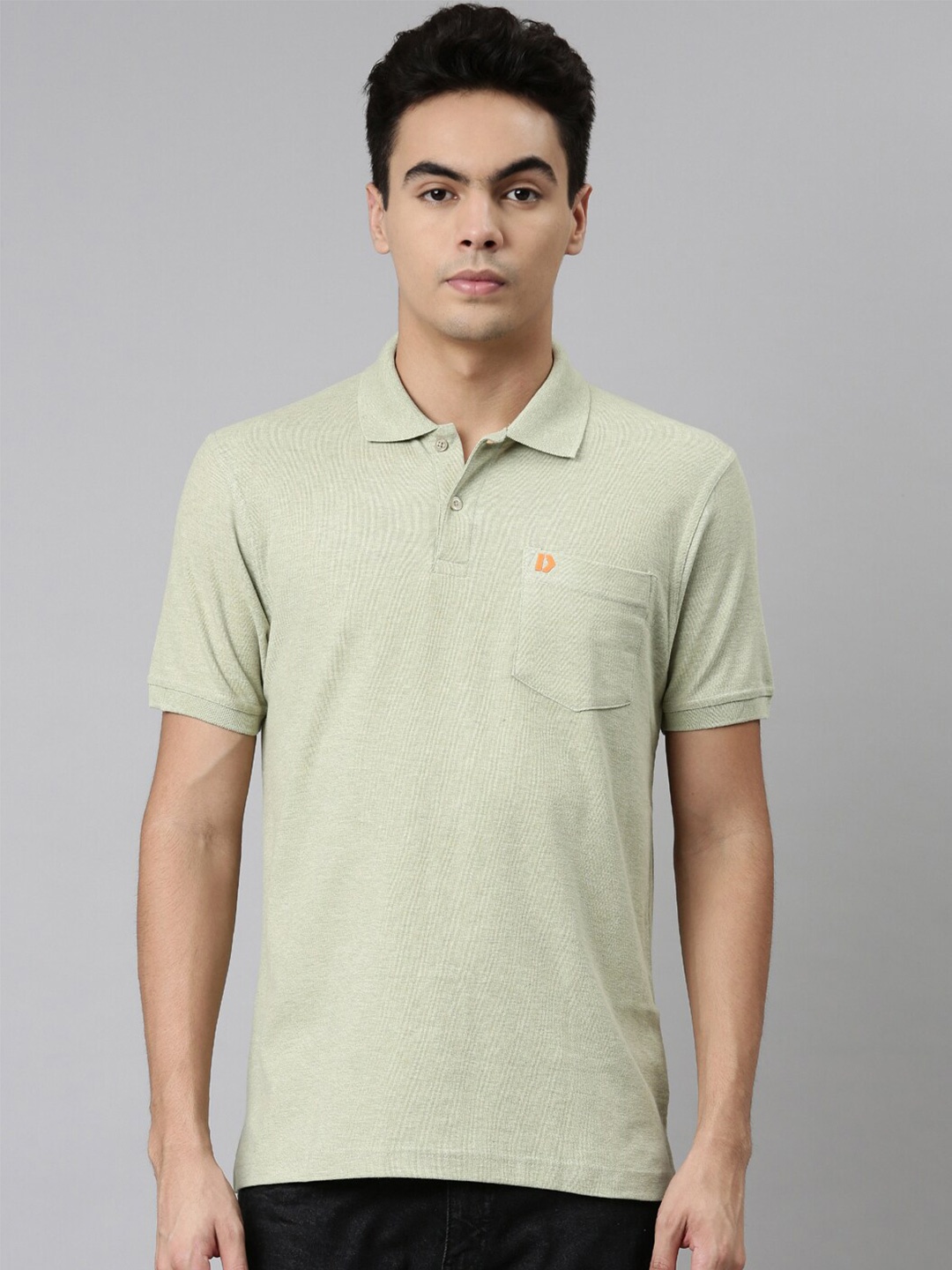

DIXCY SCOTT Brand Logo Polo Collar Short Sleeves Cotton T-Shirt, Green